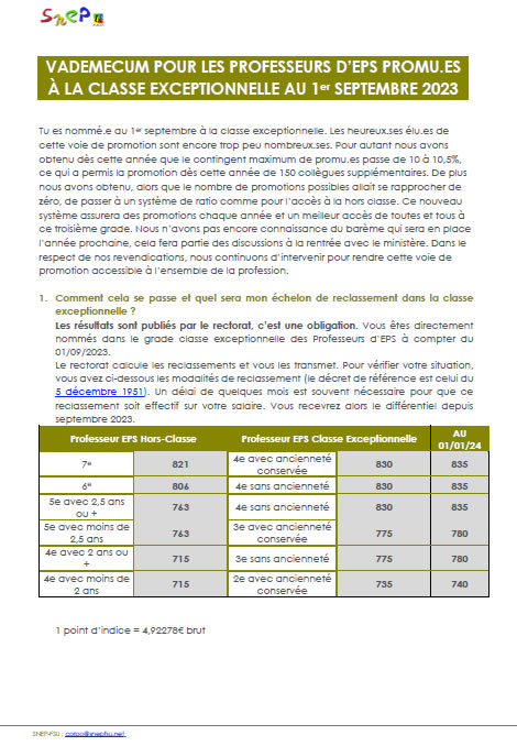 vademecum PEPS classe exceptionnelle 2023